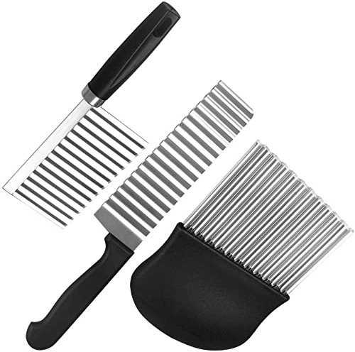 Crinkle Cutter, Potato Cutter, Wave Cutter, Chips Cutting Knife, Fruit Vegetable Blade with Wavy Edge Crinkle Chopper for Vegetables, Potatoes, Onions