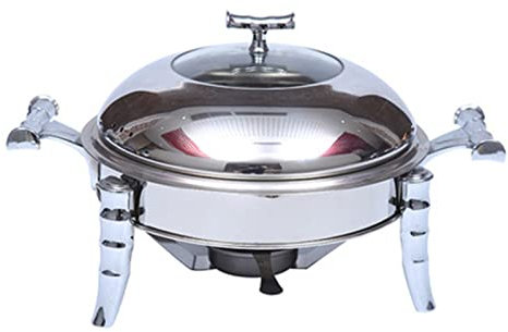 Samnuerly Chafing Food Warmer Round Buffet Warmer Chafer Edelstahl Chafing Dish Buffet mit Deckel & Deckelhalter bequem und praktisch (Color : Silver, Size : 24cm) 24cm