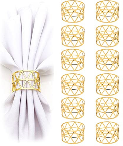12 Pezzi Anelli Portatovaglioli Oro, Anelli di Tovagliolo di Metallo Dorato, Anelli per Tovaglioli Fibbie per Portatovaglioli in Oro per Feste Nozze Compleanno Natale Festa Tabella Decorazioni