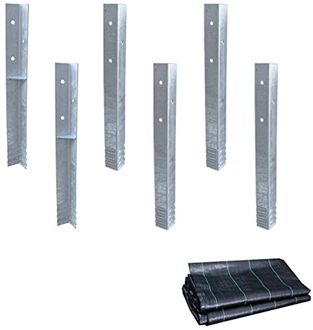 Wickey SolidLock - Set di 6 ancoraggi angolari in acciaio zincato a caldo, per torri da gioco, altalene, palafitte – Set di 6 ancoraggi con viti e tessuto non tessuto – 500 x 45 x 45 mm