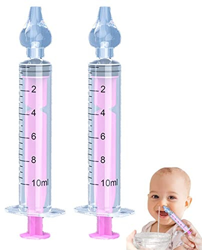 Fopytu 2 Pcs Baby Nasal Aspirator, Jeringa De 10 De Irrigador Nasal, Punta De Succión Nasal De Silicona Reutilizable, Dispositivo De Enjuague De Limpiador De Nariz