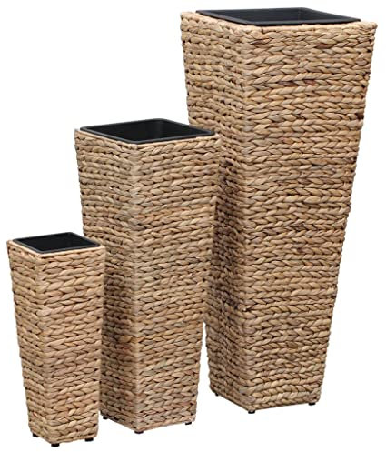INLIFE 45568 Jardinière surélevée 3 pièces en jacinthe d'eau Marron 5,7 kg