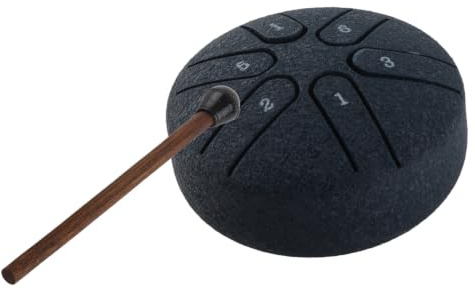 Tongue Drum 6 Noten Handpan-Trommel Zungentrommel aus Kohlenstoffstahl Mini Sorgenfreies Trommel-Percussion-Instrument mit Trommelstock für Anfänger (Navy blau)