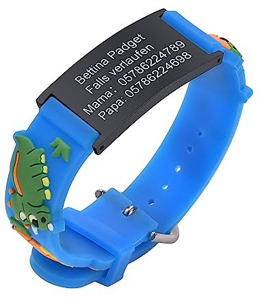 Notfallarmband SOS Armband Kinder Telefonnummer - Wasserfest Silikon Anti Verloren Kinder Namenarmband Identifikationsarmband Kinderarmband Personalisiertes Medizinisches ID Armband für Mädchen Jungen