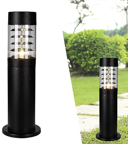 Farolas Exterior Jardin, Lámpara de exterior, E27 Lámpara de pie luminaria, IP44, Balizas luz de camino entradas Jardin Poste de Lámpara Bolardo Farolillo Moderno Zonas de Paso aluminio metal (B)