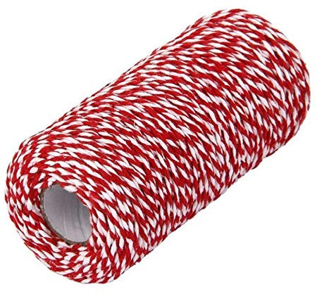 Garten Schnur Baumwollseil Baumwollkordel 100m Baumwollbäder Zweibeinschnur Schnur Flasche Geschenkbox Dekor Handwerk (rot + weiß)