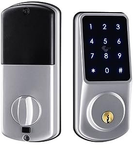 MoVols Tuya Smartlife Home WiFi Keyless Secure Keypad Control Remoto Deadbolt Electronic Digital Smart Door Lock (Color : Silver)