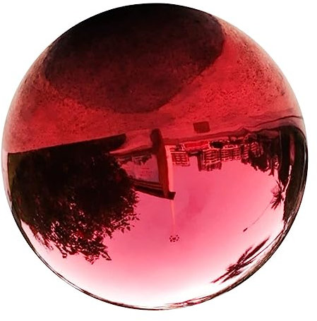 BESPORTBLE Gartenkugel Edelstahl Polierte Reflektierende Kugel Rot Gartendeko Außen Dekorative Spiegelkugel Langlebig Stabile Gartenkugel Für Terrasse