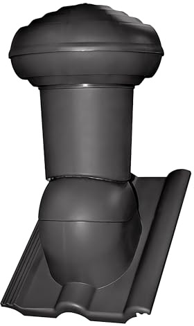Decket Entlüfterkamin VIRTUM DN125, Ø 125 mm Durchmesser | Kamin für Dachziegel; Dachentlüftung aus Polypropylen; mit Durchgangsabdeckung; zur Montage auf Dachsteinen; Grafit