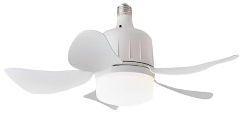 KOBONA Chandelier Ceiling Fan E27 Base Remote Control Light Bulb Fan with Socket 3 Colors Dimmable Small Ceiling Fan Light 3 Speeds 17.7 Inch for Bedroom Living Room Balcony