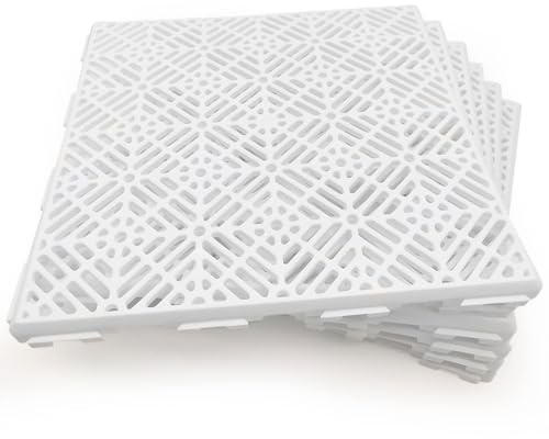 Pack 12 Losetas Antihumedad Blanco ≈1m² Camping Vestuarios Piscinas | Suelo autoventilado para mejorar higiene, ventilación y drenaje de zonas húmedas. Se pueden cortar. 30x30x1,5cm.