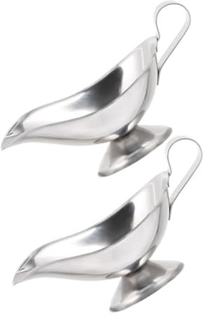 iplusmile 2pcs Stainless Steel Gravy Boat Condiment Bowl Serving Dishes Gravy Dish for Thanksgiving Handle