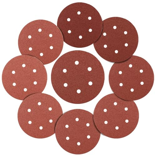 Sruhrak 100 Stück Schleifscheiben 150mm Schleifpapier Klett 60/80/120/240/400 Körnung 8 Loch Scheiben Set für Bosch Exzenterschleifer