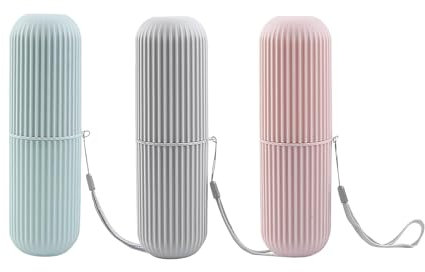 Oiieco 3er Set Zahnbürstenetui mit 2-in-1 Becher, Tragbare Zahnbürstenbox aus PP für Zahnbürste & Zahnpasta, Zahnputzbecher Reise, Camping & Wandern, Langlebig & Platzsparend