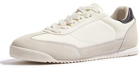 LUCKY STEP Zapatillas Planas de Cuero para Mujer – Zapatillas de Moda con Cordones, Calzado Casual para Tenis y Uso Diario