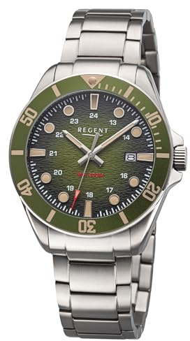 REGENT Herren-Armbanduhr Titan 20 Bar Wasserdicht Grün BA-858