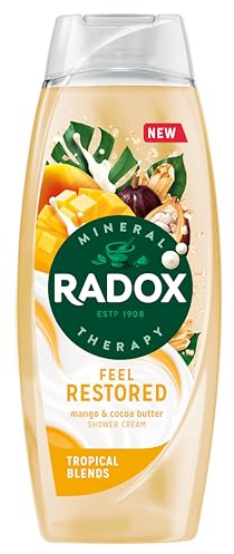 Radox Mineral Therapy Feel Restored Shower Cream Body Wash uniquely blended with minerals, herbs and a mango & cocoa butter scent for a mood-boosting experience 450 ml