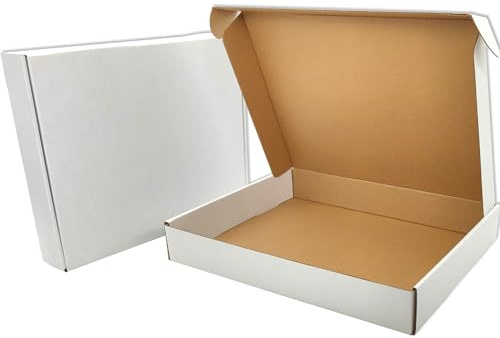 Cenoid Medium postlådor, 33 x 25,4 x 5 cm vita portopaket frakt kartonglådor för postfrakt leverans förpackningslådor för småföretag (förpackning med 25)