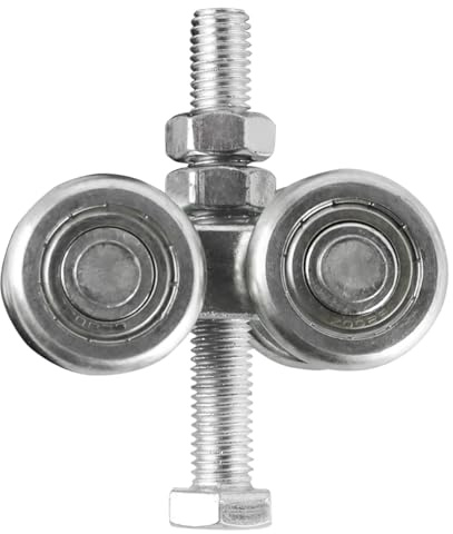 Laroal Carrello sospeso con Doppia Ruota in Acciaio, Binario Scorrevole, rulli, Dadi, Binario Scorrevole, rulli per Porte e finestre, Argento