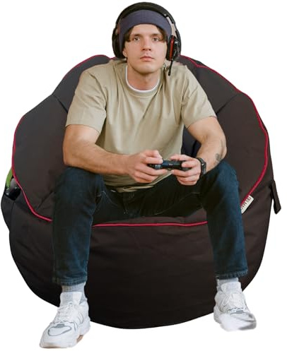 Delmach Gaming Bean Bag Chair - Fun Gaming Sofa - Bean Bag Chairs for Adults and Teens - Dorm Chair - Gamer Beanbag with Storage Pocket - Durable Waterproof 600D PVC Fabric