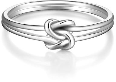 EVER FAITH Anillo de plata de ley 925 con diseño de corazón de amor, para madre e hija, mejor amiga, nudo celta irlandés, boda, anillo de promesa para damas y novias, Plata de ley