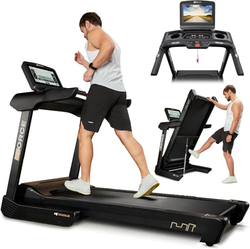 Hop-Sport Laufband für Zuhause HS-5000LB Force - Laufband klappbar mit 4,5 PS Motor, bis 22 km/h, 15 Neigungsstufen - Treadmill mit Bluetooth App-Verbingung & TFT-Anzeige, bis 160 kg belastbar