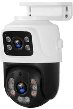 VEKELETE Telecamera IP Poe a Doppia Lente 8MP 4K PTZ Doppio Schermo Smart Home 360° Telecamera IP di videosorveglianza cablata Rilevamento del Movimento CCTV(8MP ADD 32G Card)