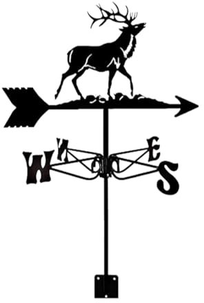 Girouette De Cerf sur Pied De Toit, Girouette Moulin À Vent De Jardin Exterieur A Piquer, Girouette en Métal Noir, Indicateur De Direction du Vent pour La Décoration Extérieur