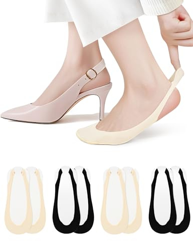 Becellen 4 Paar Füßlinge Damen, Ultra Low Cut No Show Halbsocken Unsichtbare Ballerina Socken Invisble Atmungsaktiv Socks für Sling Back Heels