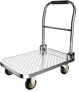 gorilla cart, Stainless Steel Patterned Anti-slip Panel Pattern Flatbed Truck Folding Trolley Cargo Trailer Fixed Trolley,Versatile Garden & Yard Cart for All Seasons