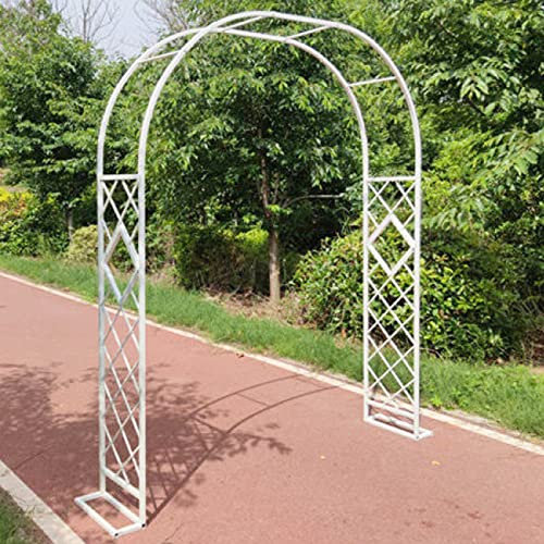 Arco da giardino in metallo bianco per piante rampicanti, facile da montare, pergolato da matrimonio, 180 x 230 cm, elegante pergola per decorazioni da giardino e progetti fai da te