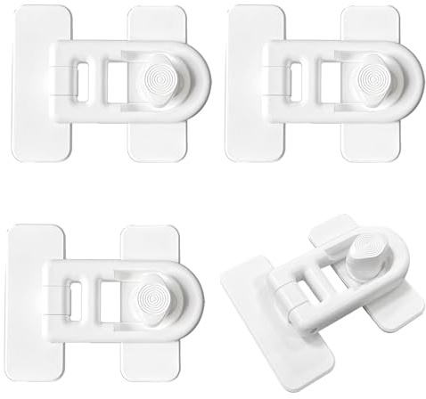 4 Pack No Drill Child Safety Locks - Baby Proof Adhesive Cupboard & Fridge Locks for Children, Easy Install Drawer & Cabinet Locks for Kitchen, Toilet