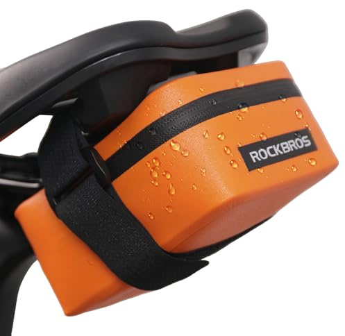 ROCKBROS Fahrrad Satteltasche Mini fahrradtasche Wasserdicht | Leichte Sattelstützentasche für Rennräder MTB Kompakt und Tragbar Fahrradzubehör, Orange