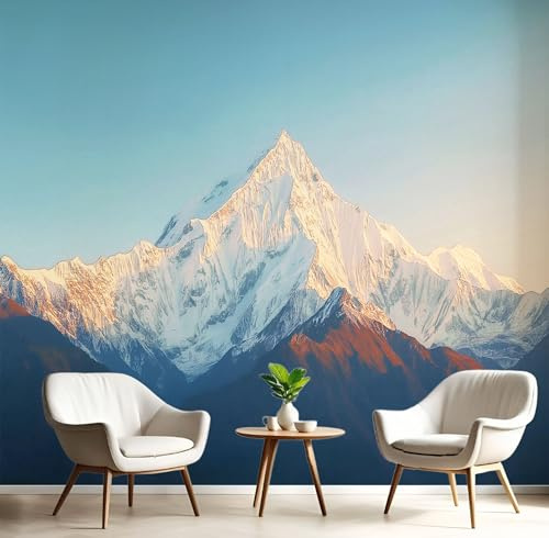 Papel Tapiz Fotográfico Para Dormitorio Sala De Estar, Murales Paisaje Montaña Nevada Decorativo, Murales Paisajes Naturales Póster Fotográfico Azul 150×105 Cm (No Autoadhesivo)