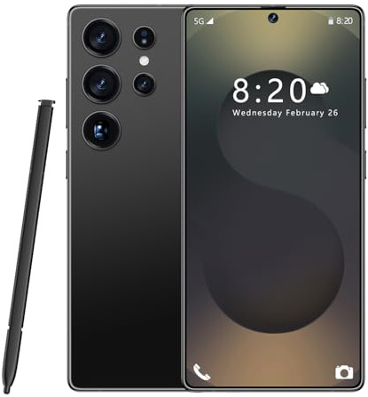 ULUCAN Smartphone S25 Ultra Pro 5G – 16 Go RAM, 1 to ROM | Écran HD AMOLED 7,3 144 Hz | 108 Mpx Principal, 72 Mpx Ultra Grand-Angle | Snapdragon 8 Gen 3 | 8 000 mAh | Android 14 | Débloqué,Black-1TB