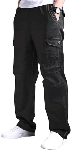 DUOLUVA Cargohose Männer Winter Arbeitshosen Herren Cargo Pants Männer Stretch Schwarz L
