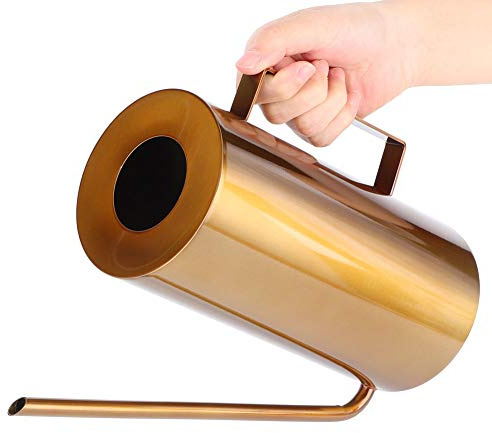 Cocoarm Regadera de Acero Inoxidable Dorado de 1,5 L con Diseño de Pico Largo, Ergonómico para Plantas, Suculentas y Flores, Fácil de Usar y Resistente Al óxido para Jardín Interior Exterior