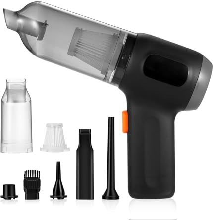 ERYUE Aspirateur à Main Puissant Aspirateur de Voiture 3 en 1 pour Le Nettoyage des Poils d'animaux à la Maison - sans Fil Charge Rapide pour Canapés-Lits Voiture (Noir)
