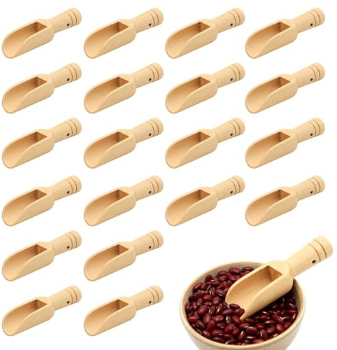 20PCS Wooden Spoons Small Scoop Mini Bamboo Spoons Eco-Friendly and Easy to Clean for Kitchen, Bath Salt,Salt Spoons Natural Scoop for Candy Honey Spices Sugar Tea Powder