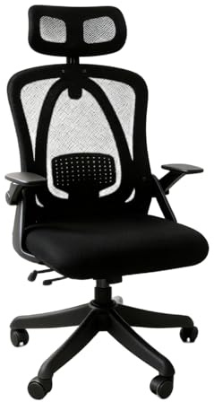 Future Warrior Ergonomischer Bürostuhl, Schreibtischstuhl mit verstellbaren Armlehnen, 3D-Kopfstütze und 3D-Lendenwirbelstütze, Bürostuhl mit Wipp- und Neigungsfunktion (Schwarz)
