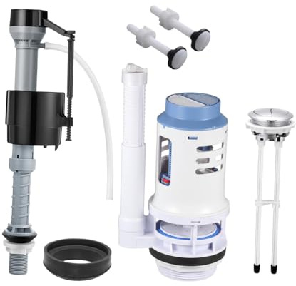 Jugutyeg Válvula de Descarga Doble para Inodoro Kit de Sustitución Botón Pulsador Válvula de Entrada Accesorios para Tanque Material Resistente Función de Ahor