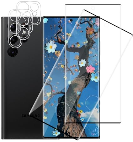 Carantee 2+2 Stück Schutzfolie für Panzerglas für Samsung Galaxy S23 Ultra 5G, 3D Keine Blasen Folie mit Kameraschutz, Kratzfest Anti-Staub Displayschutzfolie für Samsung Galaxy S23 Ultra Schutzglas