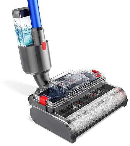 2-IN-1 Bürste Wischaufsatz kompatibel für Dyson V7/V8/V10/V11/V15 Staubsauger, Elektrischer Bodenwischer mit Sauberem und Schmutzigem Wassertank, Gleichzeitig Saugen und Wischen, Bürstenrolle