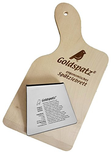 Goldspatz Ergonomic Spaetzle Board & Scraper with Engraved (Spaetzle-Recipe in English)
