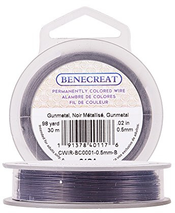 BENECREAT 24Gauge(0.5mm) Tarnish Resistant Gunmetal Wire Jewellery Making Copper Wire, 30M/33Yard