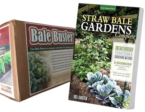 Straw Bale Gardening starter kit, includes best selling instructional book, and BaleBuster 5 Bale Organic bale preparation mix, compost starter contains Trichoderma fungi and Bacillus bacteria.