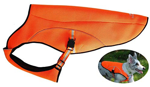 Dog Cooling Coat,Dog Cooling Vest,Evaporative Swamp Cooler Jacket Safety Reflective Orange Vest for Large Dogs Walking Outdoor Hunting Training Camping Orange-XXL