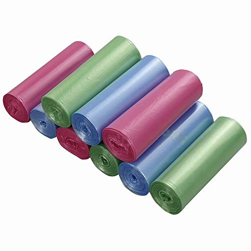 Ordate Abfallsäcke Müllbeutel, 40 L, 180 Stück, Blau/Grün/Rosa