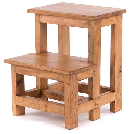 DESIGN DELIGHTS PFLANZENHOCKER Step | 47 x 37 cm, Recycling Holz, zweistufig | Blumentreppe, Deko Hocker