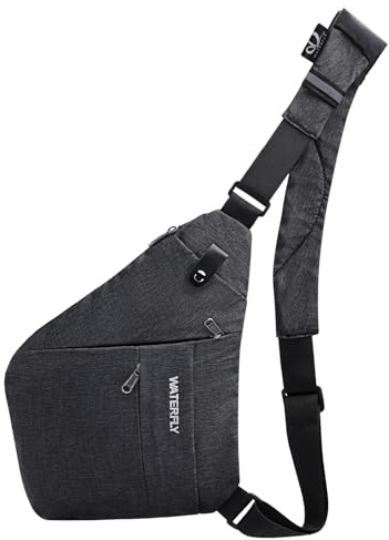 Waterfly sling väska axel bröstväska lätt cross-body väskor för män, Ljus svart, 19 x 28 x 26 cm, Cross-Body Väskor